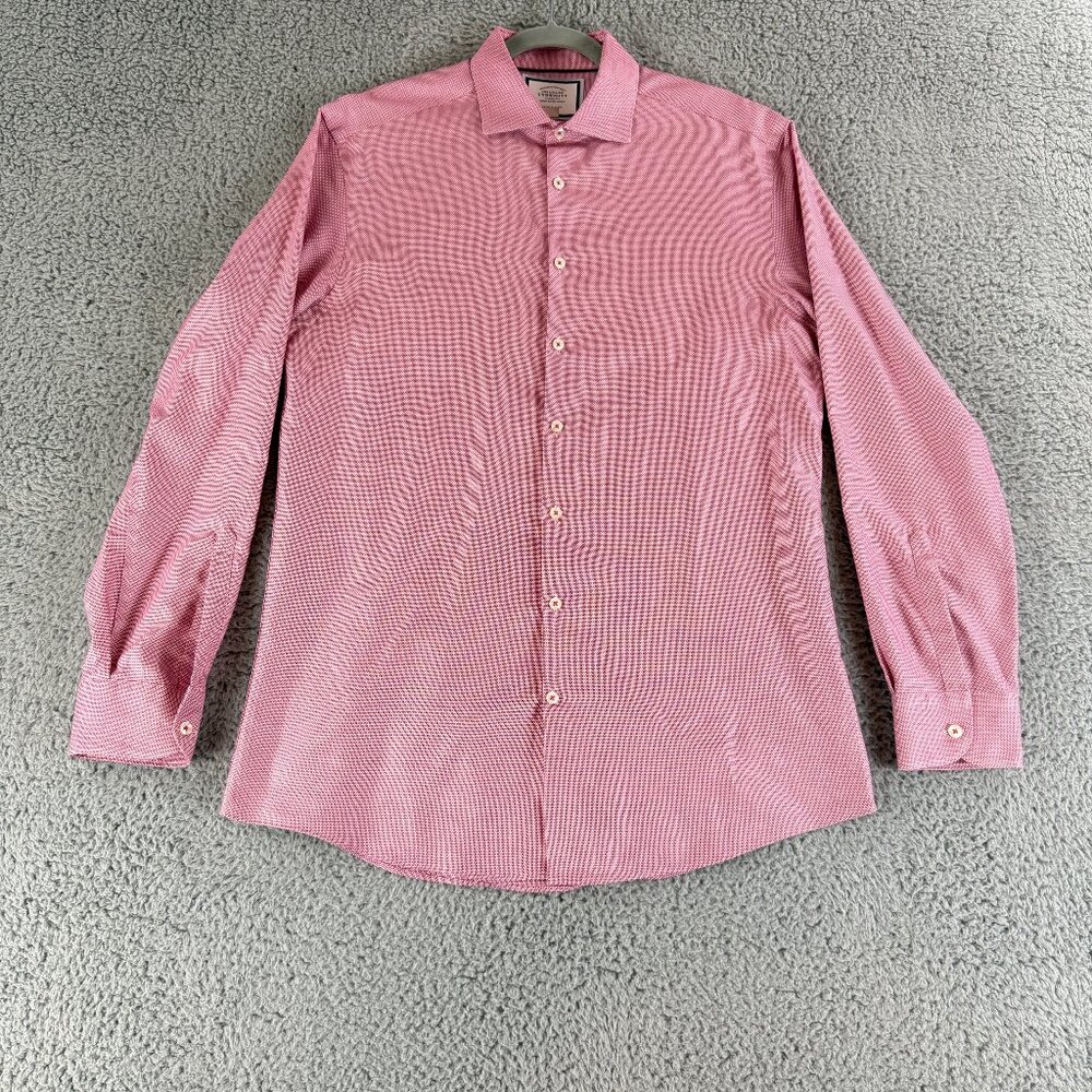Charles Tyrwhitt Button-Up Dress Shirt Mens Large Pink Extra Slim Fit‎ Non-Iron